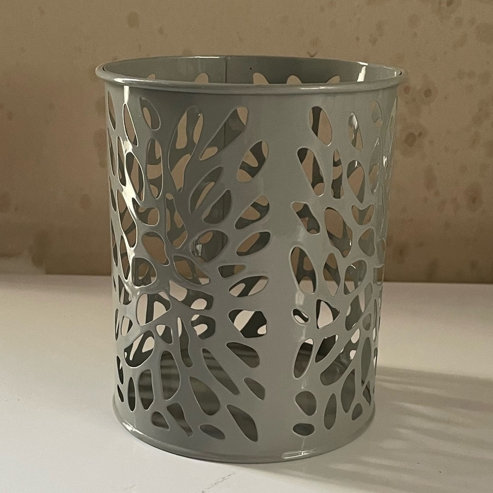 Decorative Metal Candle Holder - Light Gray